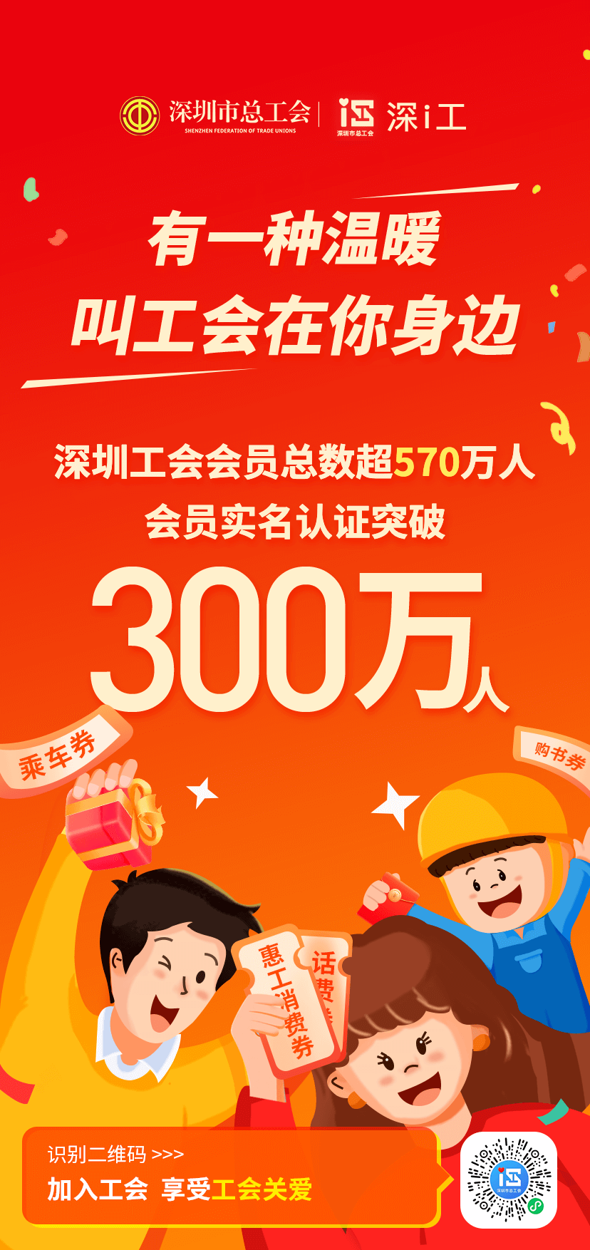 手机卡实名认证:深圳工会实名认证会员突破300万啦！36万份好礼等着你